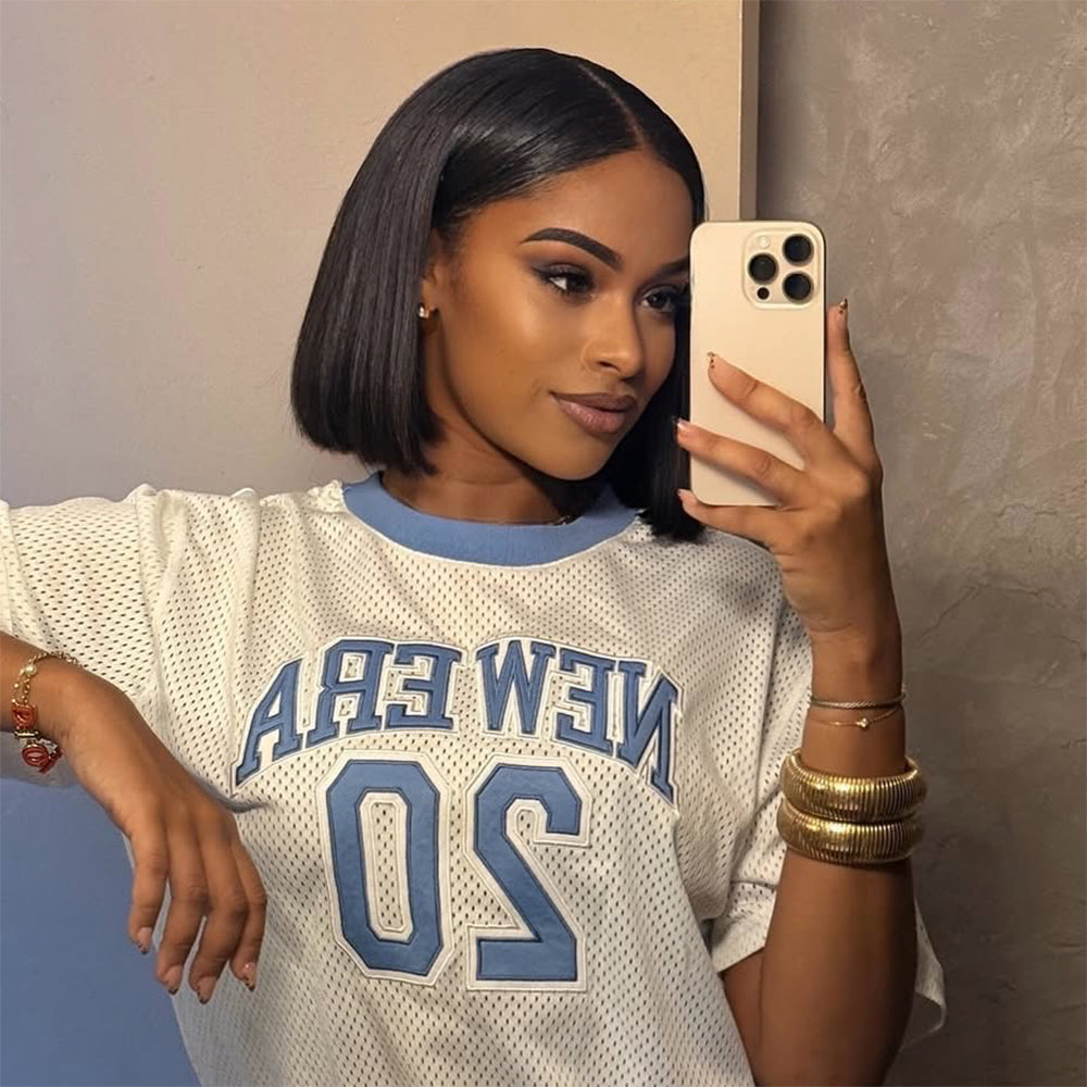 10"=$69 | Short Bob 13x4 Lace Frontal Wig Straight Human Hair Full Lace Frontal Wig