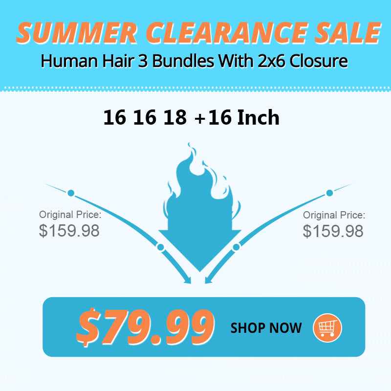 (Ship From US) Human Hair Straight/Body Wave 3 Bundles With 2x6 Closure Clearance Sale 16 16 18 +16 For $79.99
