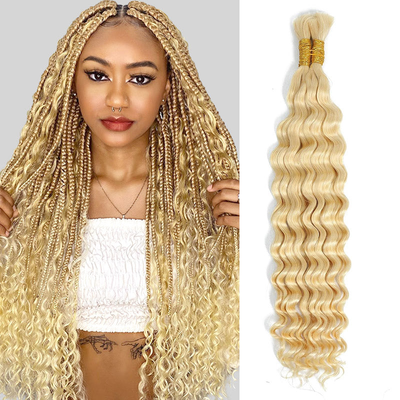 Hairsmarket 613 Blonde Deep Wave Bulk Human Hair For Braiding 100% Virgin Bulk Human Hair Extensions For Braiding