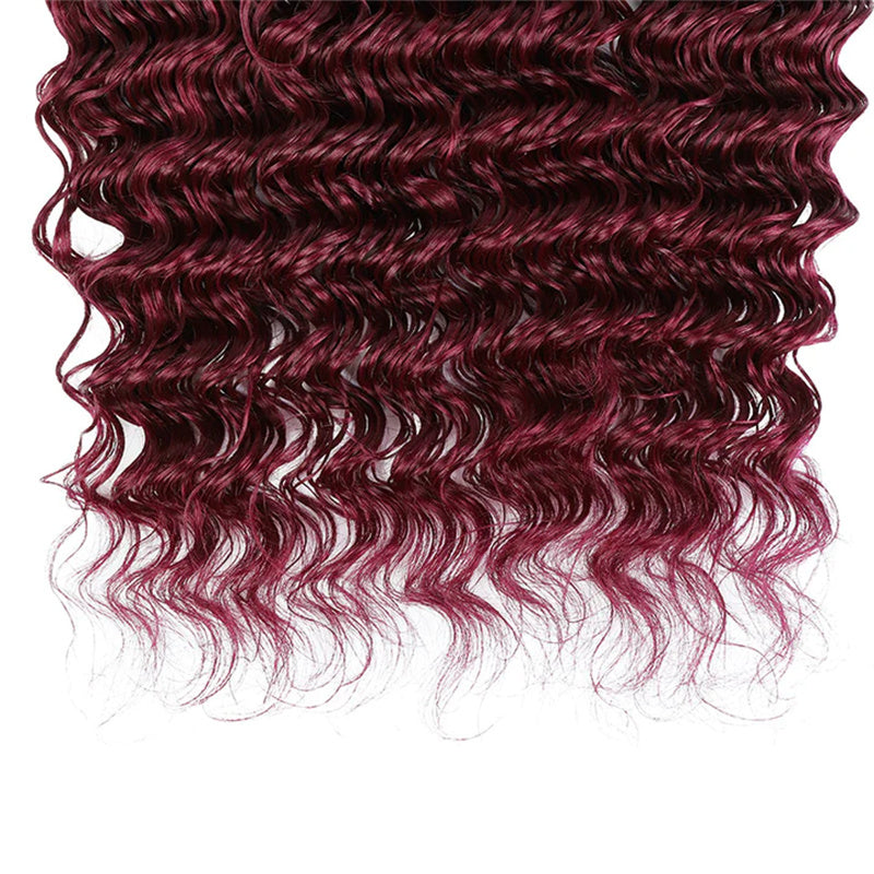 Braiding Hair Burgundy Deep Wave Human Hair 1/3/4 Bundles Bulk Human Hair Extensions