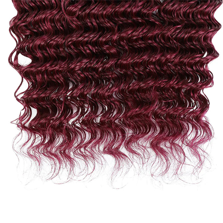 Braiding Hair Burgundy Deep Wave Human Hair 1/3/4 Bundles Bulk Human Hair Extensions