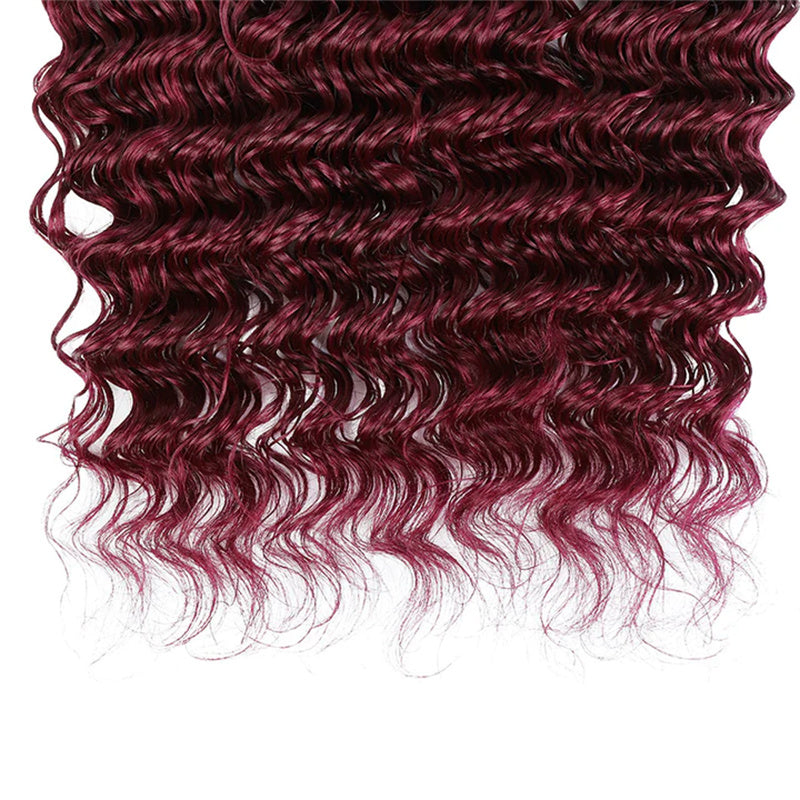 Hairsmarket Braiding Hair Burgundy Deep Wave Human Hair 1/3/4 Bundles Bulk Human Hair Extensions