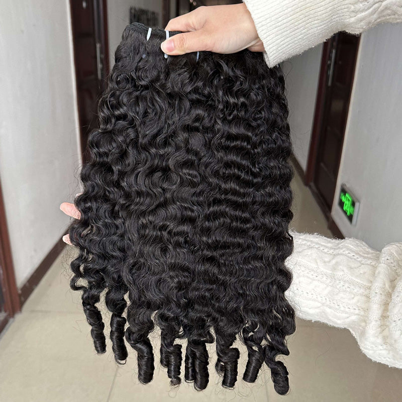 Ship From US| Hairsmarket 100% Virgin Human Hair 3 Bundles Burmese Curl Premium Quality Human Hair Extensions