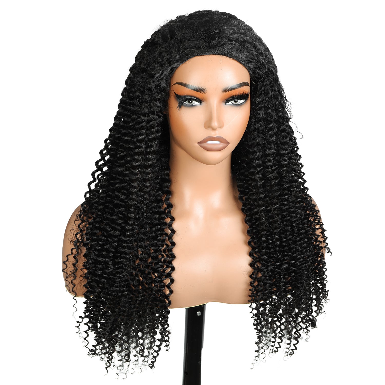 Hairsmarket Glueless 3 IN 1 Half Wig Bouncy Coily Kinky Curly 180% Density Pull And Go Drawstring Band