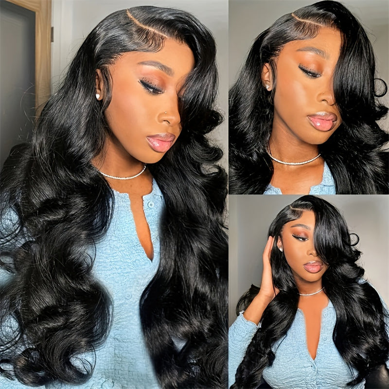 Hairsmarket 13x6 HD Lace Front Wig Pre Plucked & Pre Bleach Glueless Wig Body Wave Human Hair Wig 180% Density
