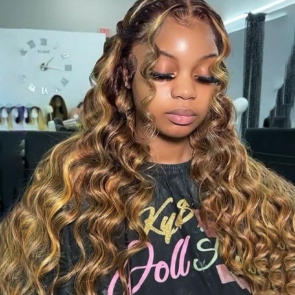 P4/27 Highlight Wig Loose Deep Human Hair Wigs 4x4 HD Transparent Lace Closure