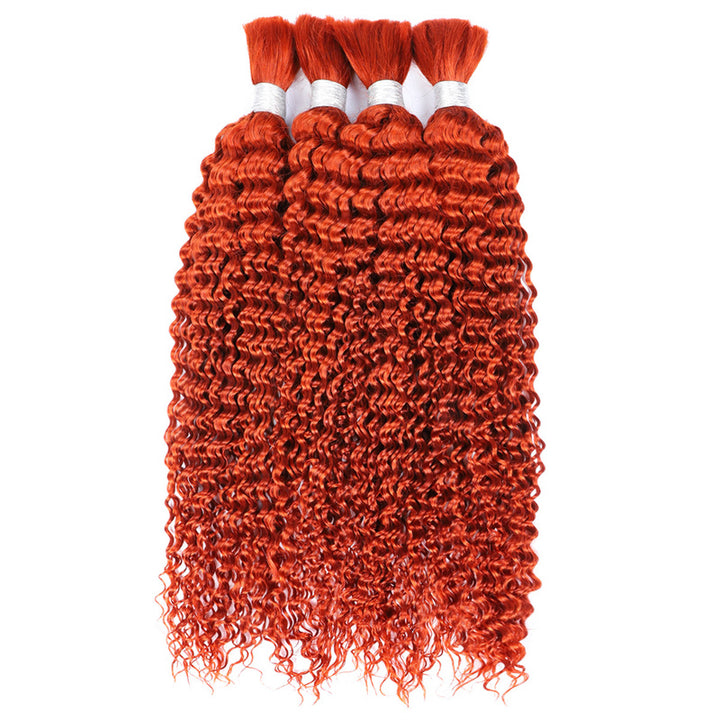 Ginger Human Braiding Hair Orange Ginger Deep Wave Bulk Human Hair For Braiding Colorful Human Hair Extensions