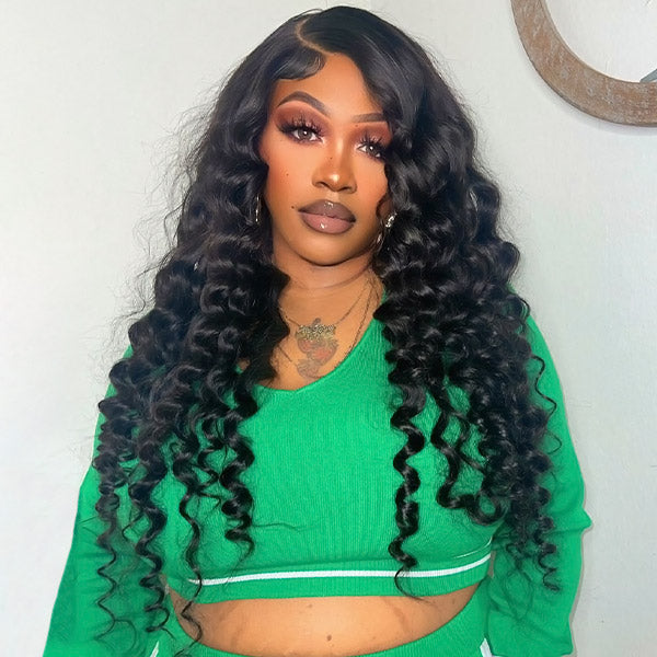 Wear & Go Loose Deep Wave Human Hair Wigs HD Transparent 13x6 Lace Front Wigs Pre Cut Lace