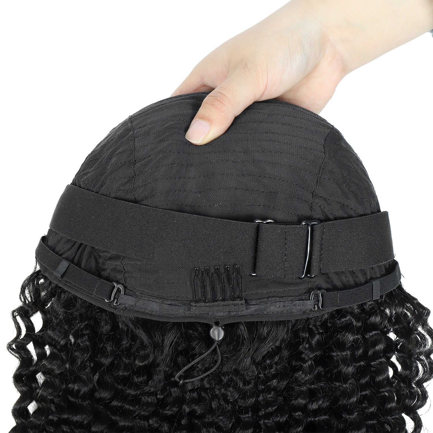 Hairsmarket Glueless 3 IN 1 Half Wig Bouncy Coily Kinky Curly 180% Density Pull And Go Drawstring Band