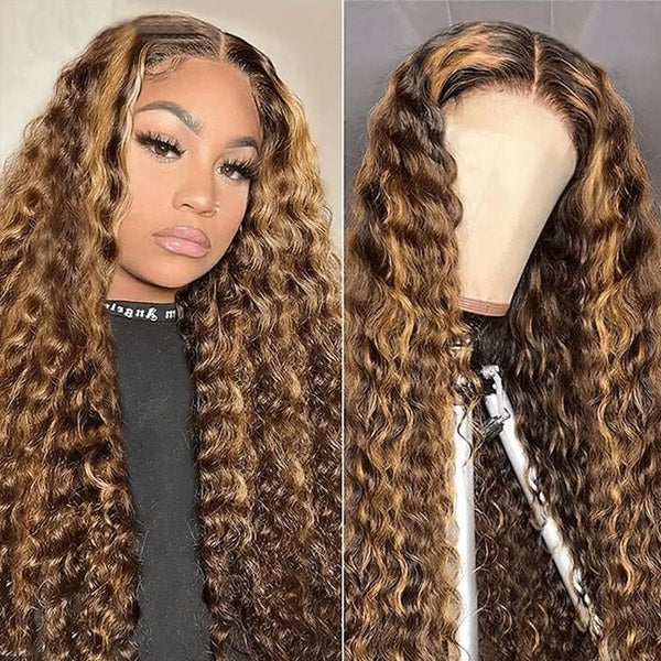 Blonde Highlight Glueless Wigs Deep Wave 13x4 Lace Front Wigs Beginner Friendly Wear & Go Wigs