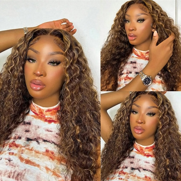 Blonde Highlight Glueless Wigs Deep Wave 13x4 Lace Front Wigs Beginner Friendly Wear & Go Wigs