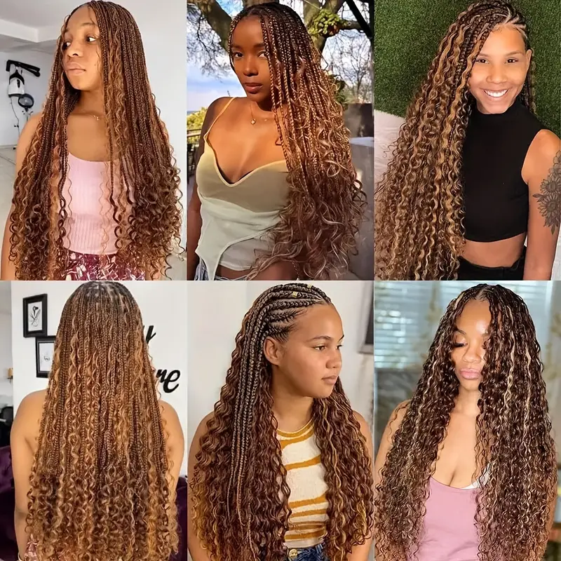 Hairsmarket Deep Wave Human Hair Bulk Braids Extension Highlight P4/27 Boho Braiding Bundles