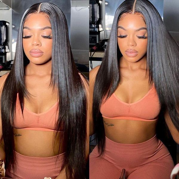 Straight Hair Glueless Human Hair Wigs 13x4 HD Lace Frontal Wig 250% Density