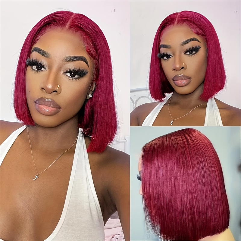 (Bogo Free)Hairsmarket Colored Bob Wigs 13x4 HD Lace Front Wig 613 Blonde/Pink/Highlight Color Short Bob Wigs