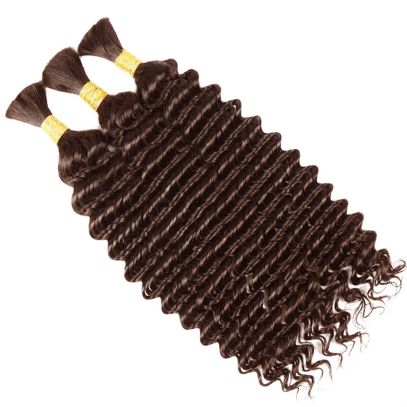 Dark Brown Deep Wave Bulk Hair For Braiding