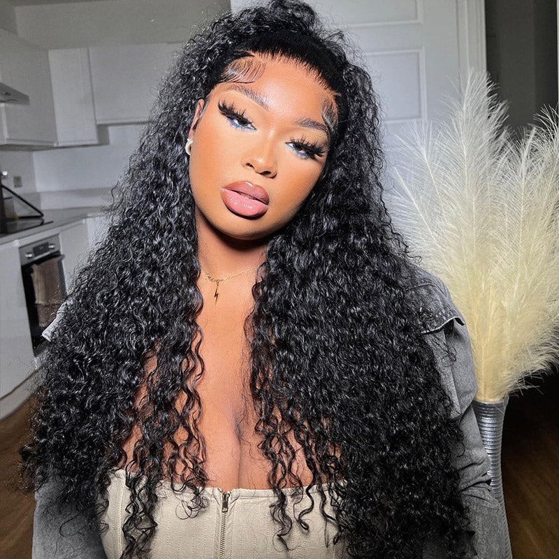 Kinky Curly 13x6 HD Lace Front Wigs Human Hair Pre Plucked Brazilian Invisible HD Lace Frontal Wig