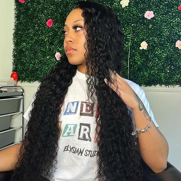 Wear & Go Kinky Curly Glueless Wigs 5x5 HD Lace Closure Wigs Pre Bleached Knots Human Hair Wig