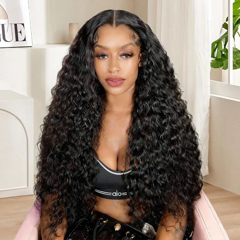 24"=$119 | Human Hair Water Wave 13x4 Lace Wig HD Transparent Lace Front Wig 180% Density