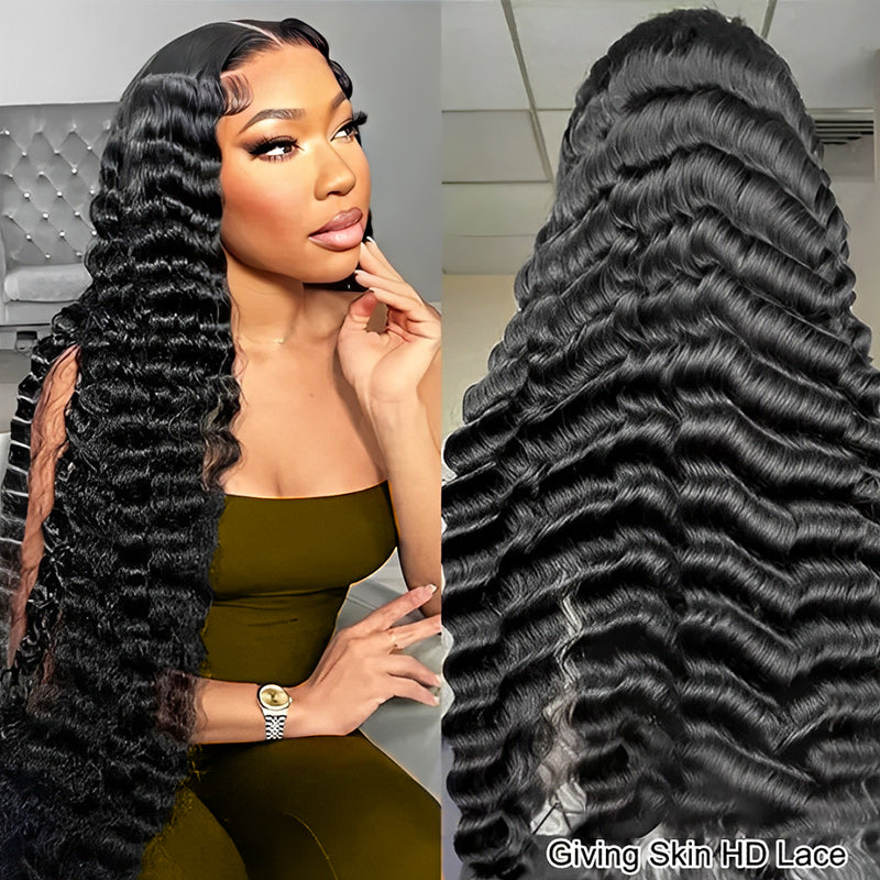Hairsmarket Loose Deep Wave Wig 13x4 HD Full Lace Frontal Wigs Glueless 100% Human Hair Wigs