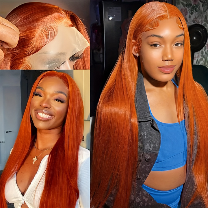 (Bogo Free)Hairsmarket Ginger Orange Lace Front Wigs 13x4 HD Transparent Glueless Human Hair Wigs