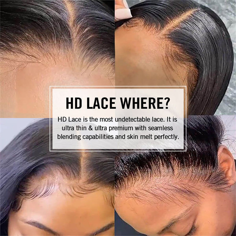 13x6 Invisible HD Lace Front Wigs Deep Wave Human Hair Wig Pre Plucked Hairline