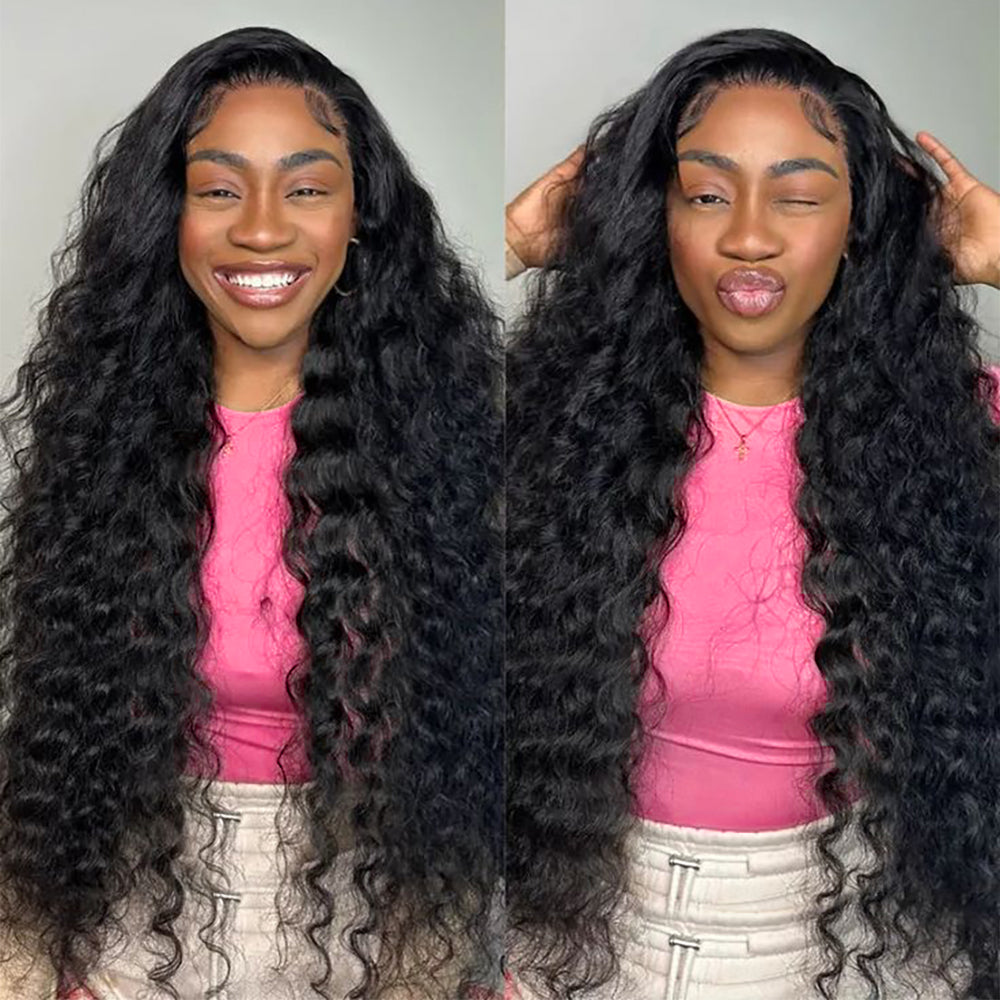Hairsmarket Deep Wave 13x6 Lace Wig Transparent Lace Human Hair Wigs Glueless Pre-everything