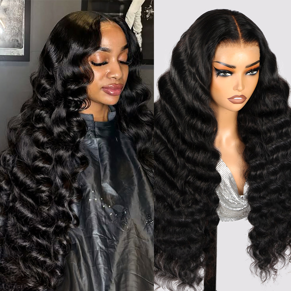 Hairsmarket 13x6 HD Lace Wig Loose Deep Lace Front Wigs Glueless Human Hair Wig Biginner Friendly