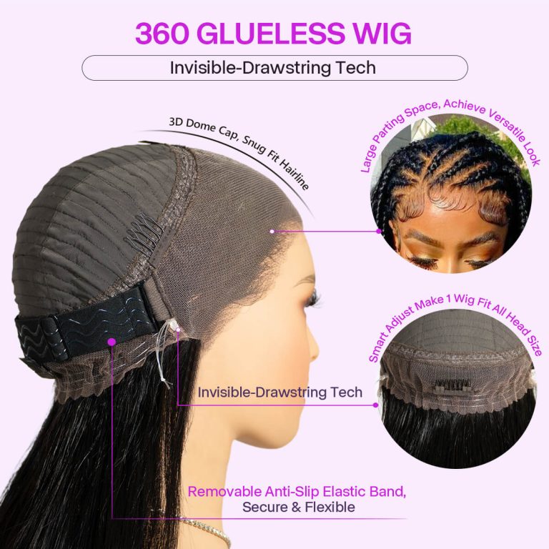 Hairsmarket Water Wave Invisi Strap Snug Fit for 360 Skin Lace Frontal Pre-cut & Pre-bleached Human Hair Wig