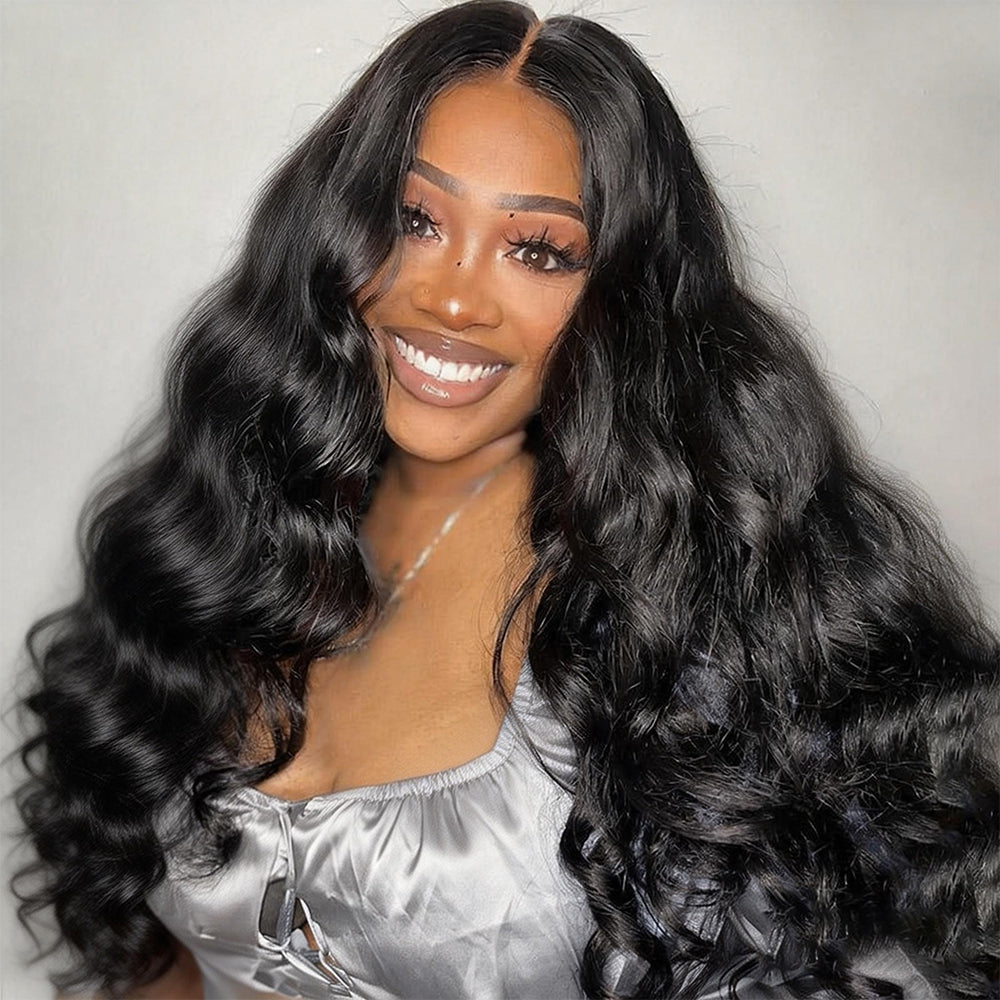 Full 13x6 Lace Frontal Wig HD Transparent Lace Body Wave Wig Pre Plucked & Bleached Knots Glueless Wig 250% Density