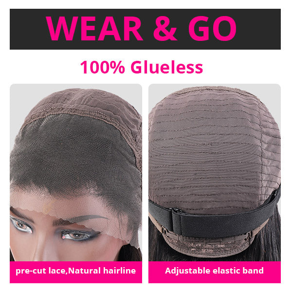 Hairsmarket Glueless Wigs Straight Hair 13x4 HD Lace Front Wig Pre Cut Ready To Wear Wigs