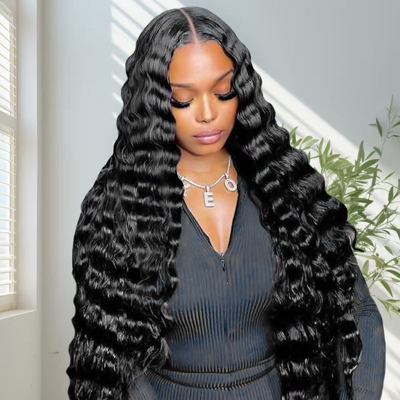 Hairsmarket Loose Deep Wave Wig 13x4 HD Full Lace Frontal Wigs Glueless 100% Human Hair Wigs