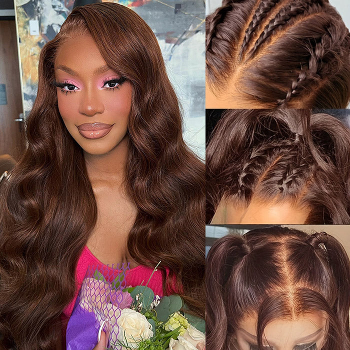 Brown Colored Body Wave Bundles with Closure