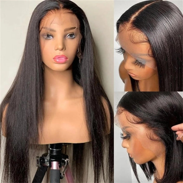 Glueless Pre Plucked Wigs Straight Human Hair Wigs 13x4 Lace Frontal Wigs 30 Inch 180% Density
