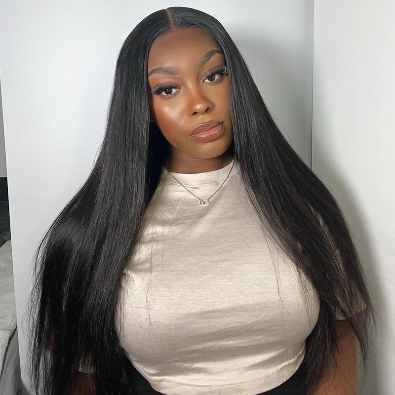 Wear & Go Pre Plucked Glueless Wigs 13x6 Invisible HD Lace Wig Straight Dome Cap Wig
