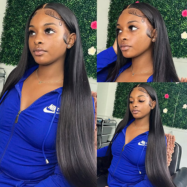 Wear & Go Pre Plucked Glueless Wigs 13x6 Invisible HD Lace Wig Straight Dome Cap Wig