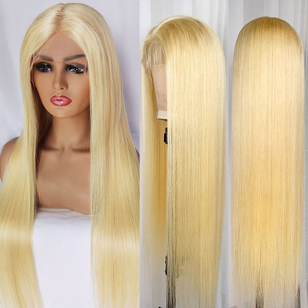 613 Blonde Wigs Straight T Part Blonde Human Hair Wigs 613 Color Hair Wigs