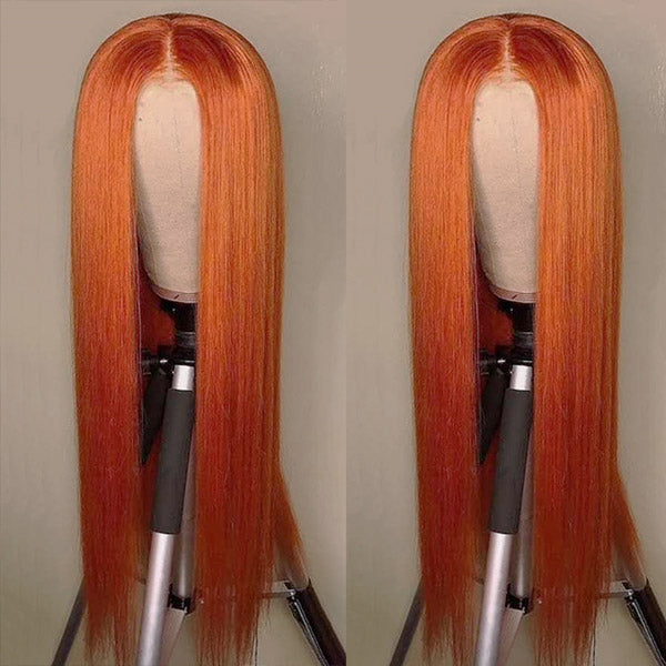 Orange Ginger Color Wigs 13X6X1 T Part HD Human Hair Wigs Straight Lace Wigs