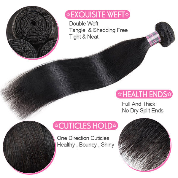 Malaysian Virgin Hair Straight Hair 3 Bundles Human Hair Weaves