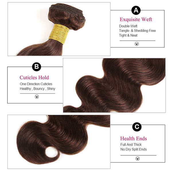 #2 Virgin Human Hair Body Wave 3 Bundles With Lace Closure For Sale