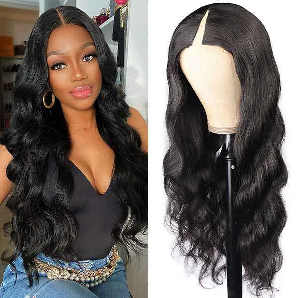 V Part Body Wave Wig No Leave Out Upgrade U Part Human Hair Wig 32 Inch