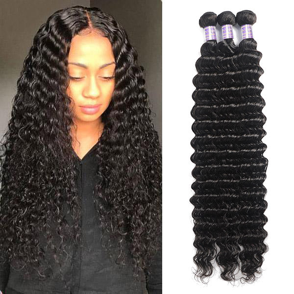 Hairsmarket 8A Brazilian Virgin Human Hair 3 Bundles Deep Wave Hair
