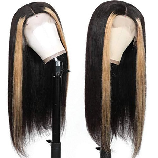 Highlight TL27 Ombre Color Straight Human Hair HD Lace Frontal Wigs