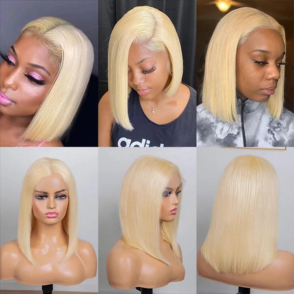 613 Blonde Bob Lace Front Wig 13x4 Straight Short Bob Human Hair Wigs