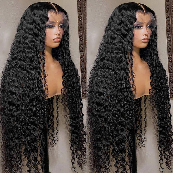 13x4 Deep Wave HD Lace Front Wigs 26''-40'' Long Human Hair Wigs 200% Density