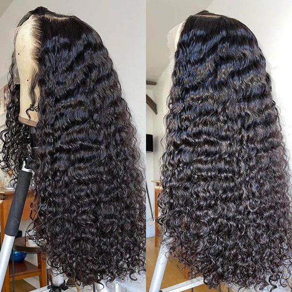 Undetectable 13x4 Lace Frontal Deep Wave Human Hair Wig 180% Density Skin Melt HD Lace Wig