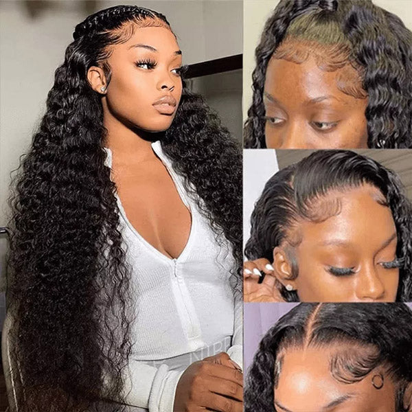 Glueless HD Lace Wig Deep Wave 13x4 Lace Front Wigs Pre Plucked With Baby Hair