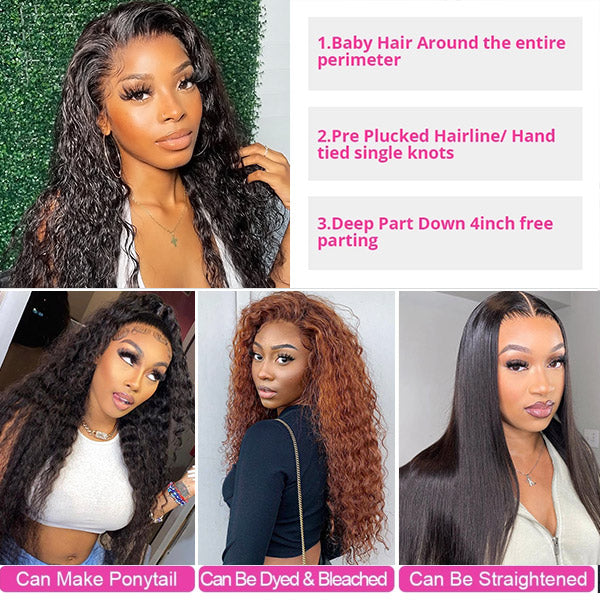 5x5 HD Lace Closure Wig Water Wave Transparent Human Hair Wigs With Baby Hair