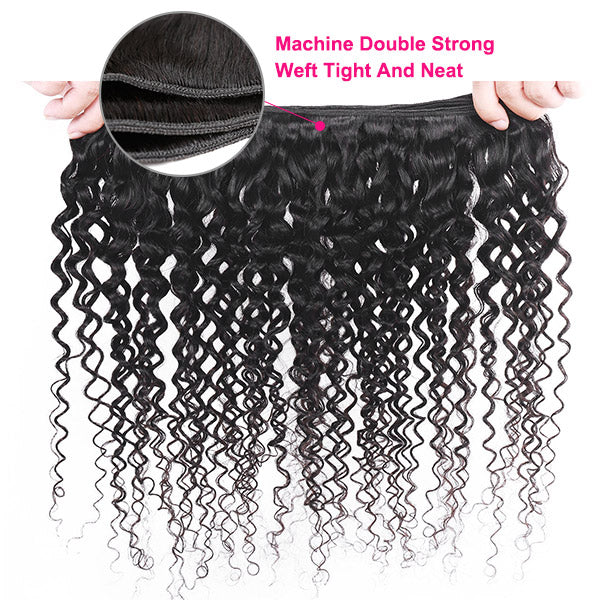 Indian Human Hair Curly Wave 3 Bundles With 13*4 Lace Frontal Virgin Human Hair