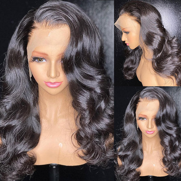(Bogo Free)Hairsmarket Body Wave Human Hair Wigs Transparent 13x4 Lace Front Wig Pre Plucked Pre Cut Glueless Wigs