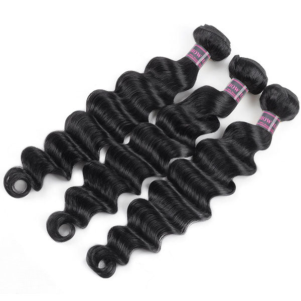 Ishow Hair Peruvian Human Hair Loose Deep Wave 3 Bundles Unprocessed Virgin Hair
